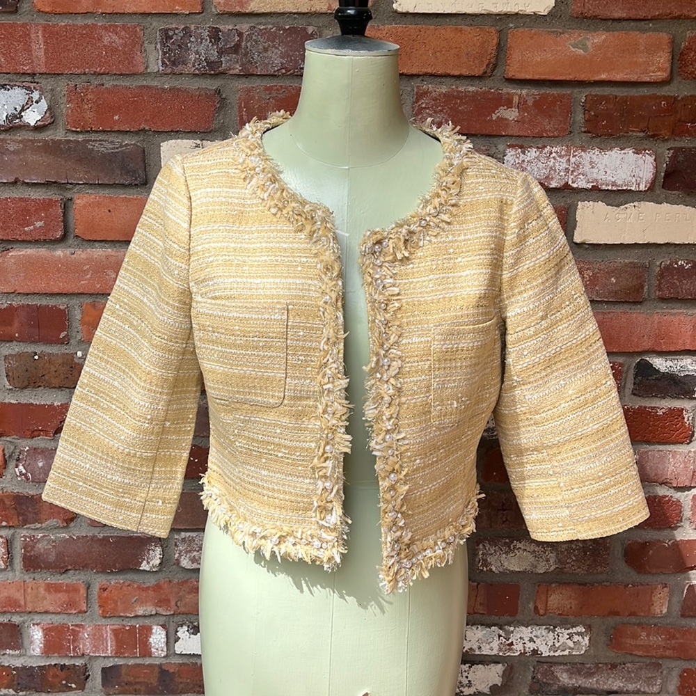 Lilly Pulitzer Cropped Yellow and Pearl Jacket size 6